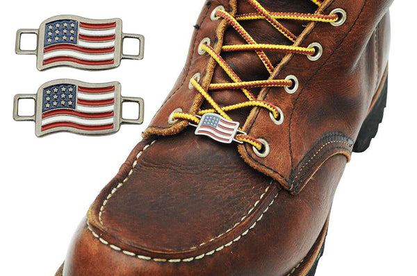 2 Thorogood USA Flags Shoes Boot Lace Keeper Holder American Union Workers