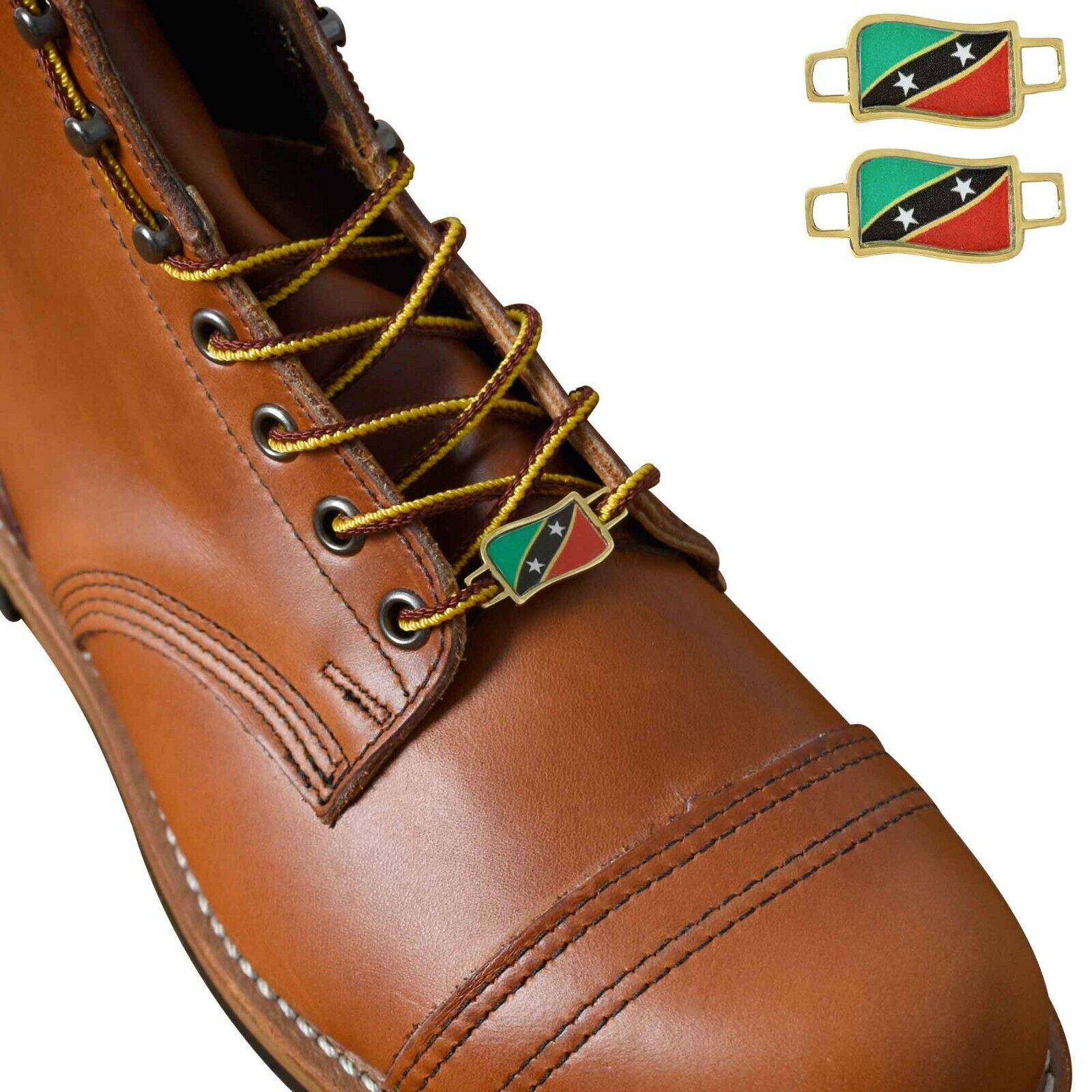 Saint Kitts and Nevis Flags Shoes Boot Shoelace Keeper Holder Charm BrooklynMaker