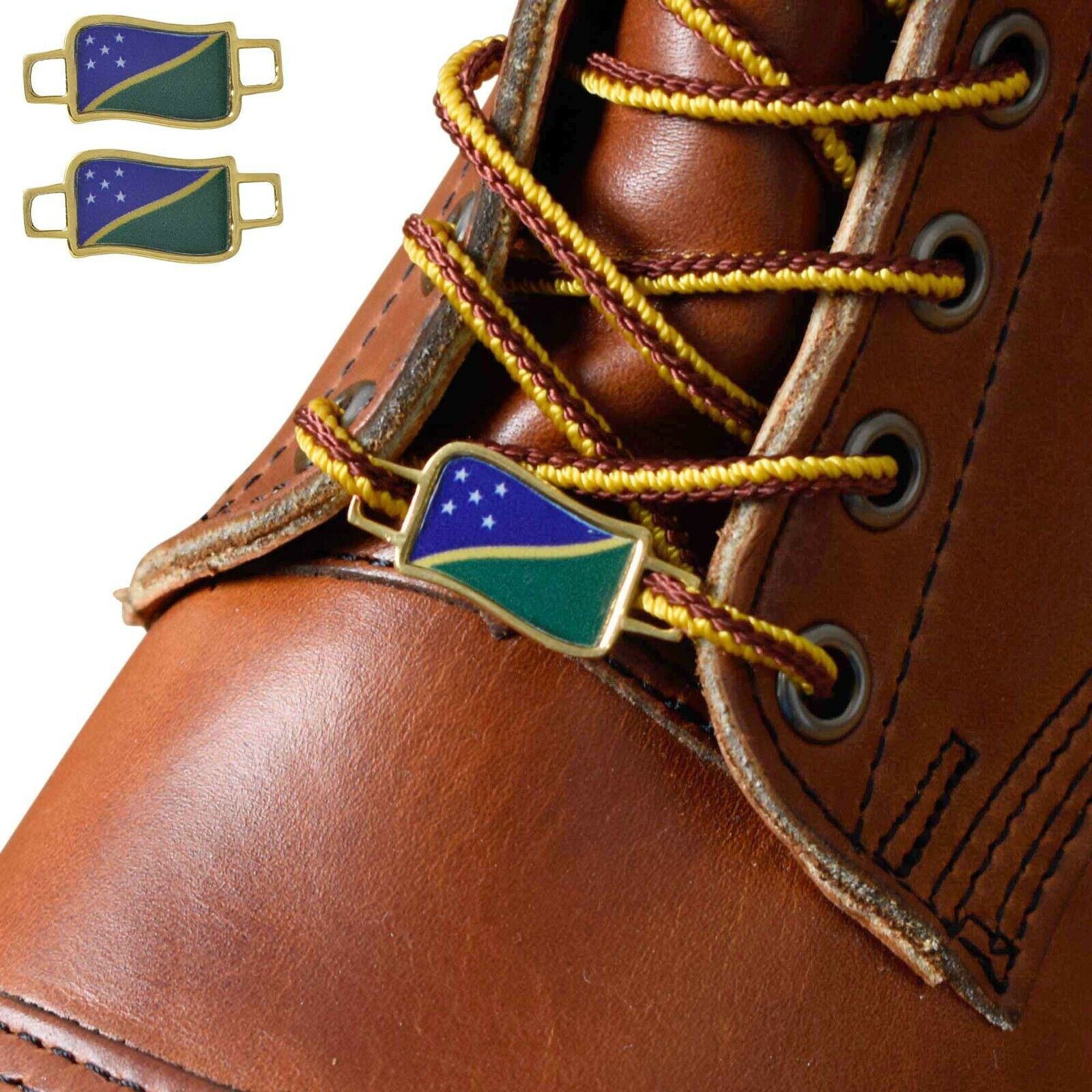 Solomon Islands Flags Shoes Boot Shoelace Keeper Holder Charm BrooklynMaker
